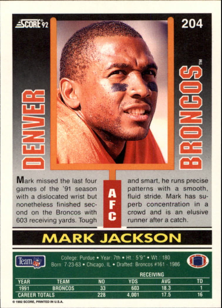 1992 Score #204 Mark Jackson back image