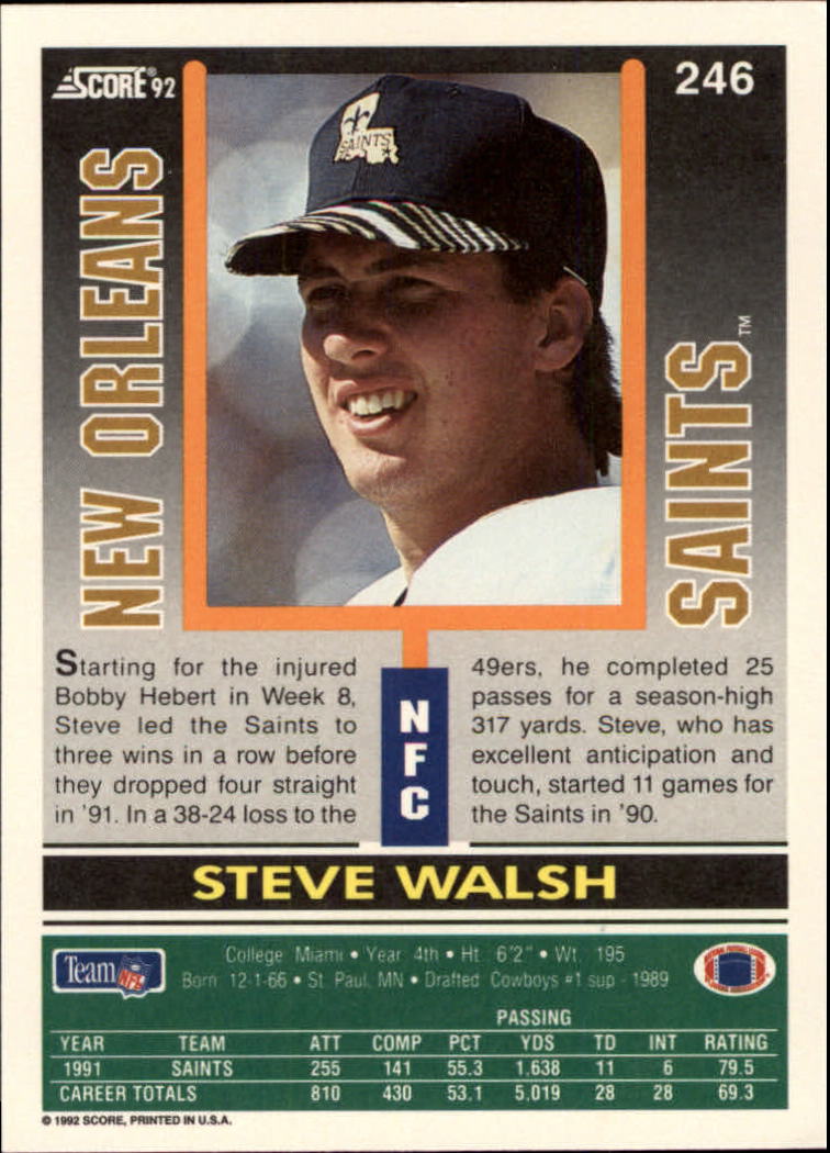 A9250- 1992 Score Football Cards 201-400 +Rookies -You Pick- 15+ FREE US SHIP - Picture 89 of 381