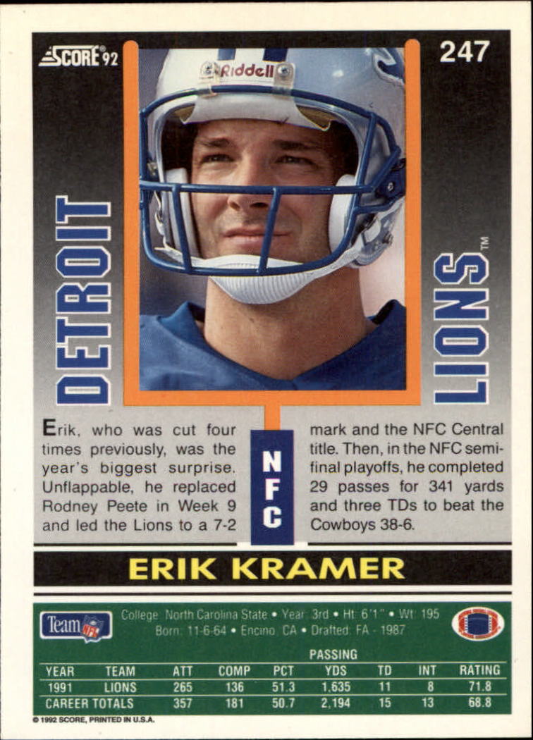 A9250- 1992 Score Football Cards 201-400 +Rookies -You Pick- 15+ FREE US SHIP - Picture 91 of 381