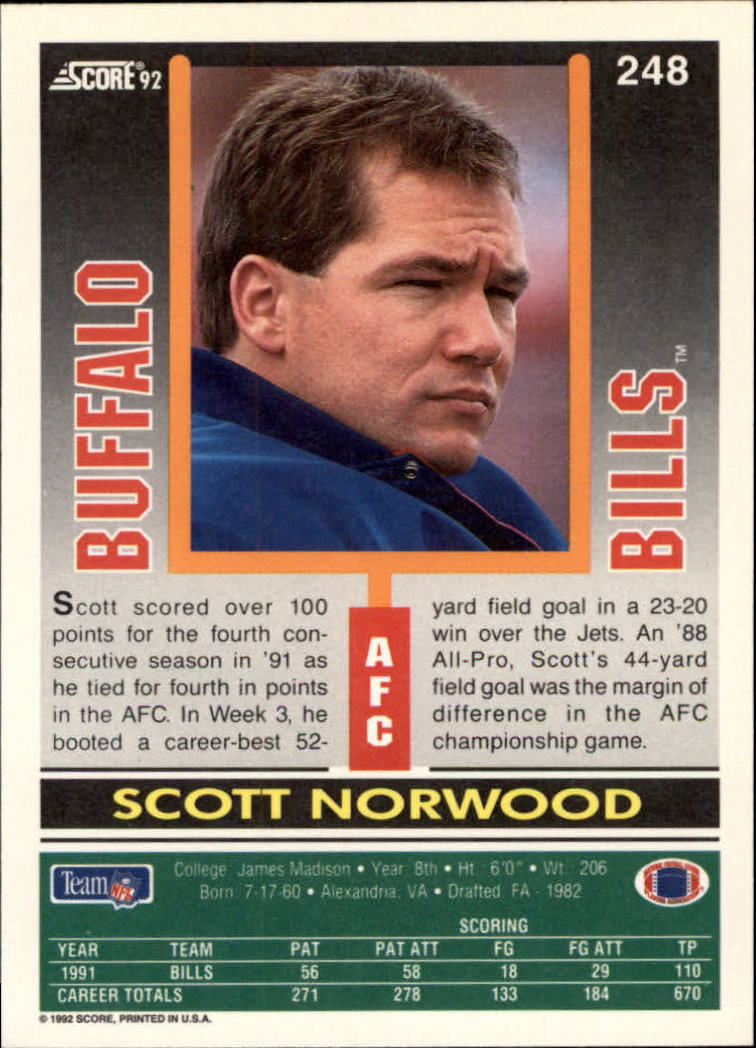 A9250- 1992 Score Football Cards 201-400 +Rookies -You Pick- 15+ FREE US SHIP - Picture 93 of 381