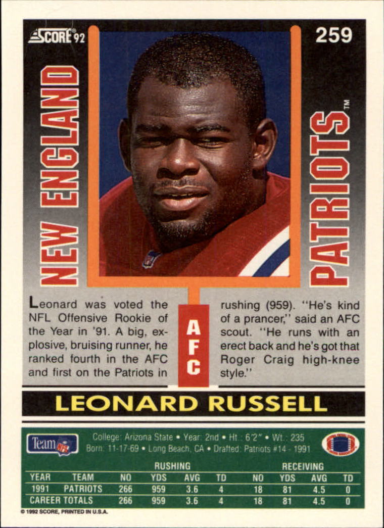 A9250- 1992 Score Football Cards 201-400 +Rookies -You Pick- 15+ FREE US SHIP - Picture 115 of 381