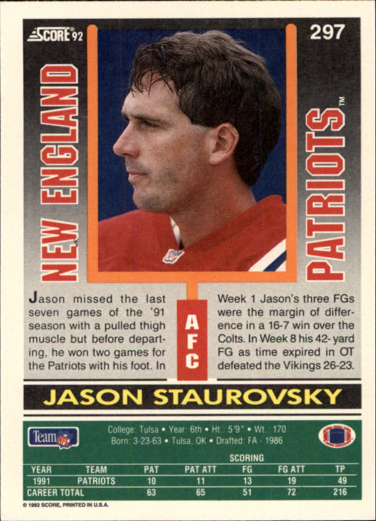 A9250- 1992 Score Football Cards 201-400 +Rookies -You Pick- 15+ FREE US SHIP - Picture 187 of 381