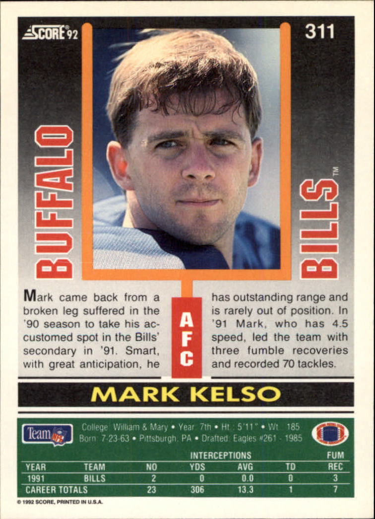 A9250- 1992 Score Football Cards 201-400 +Rookies -You Pick- 15+ FREE US SHIP - Picture 213 of 381
