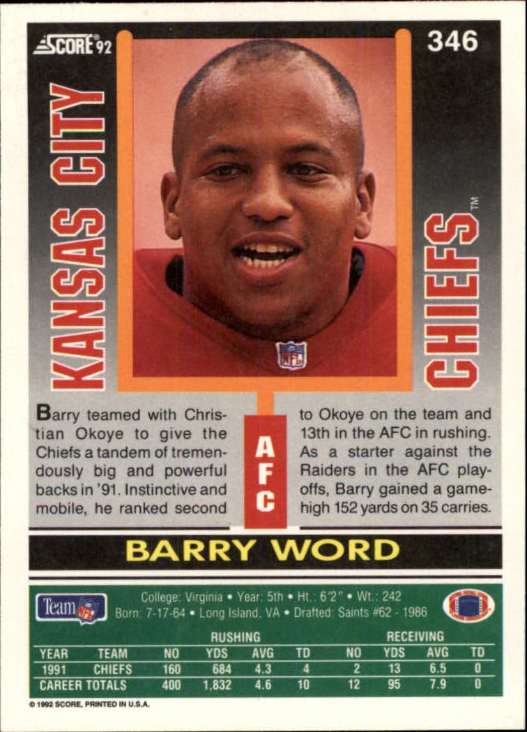 A9250- 1992 Score Football Cards 201-400 +Rookies -You Pick- 15+ FREE US SHIP - Picture 277 of 381