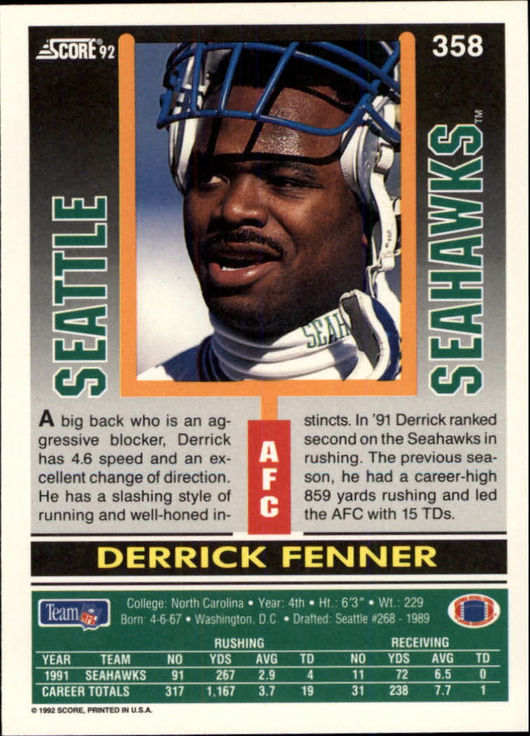 A9250- 1992 Score Football Cards 201-400 +Rookies -You Pick- 15+ FREE US SHIP - Picture 301 of 381