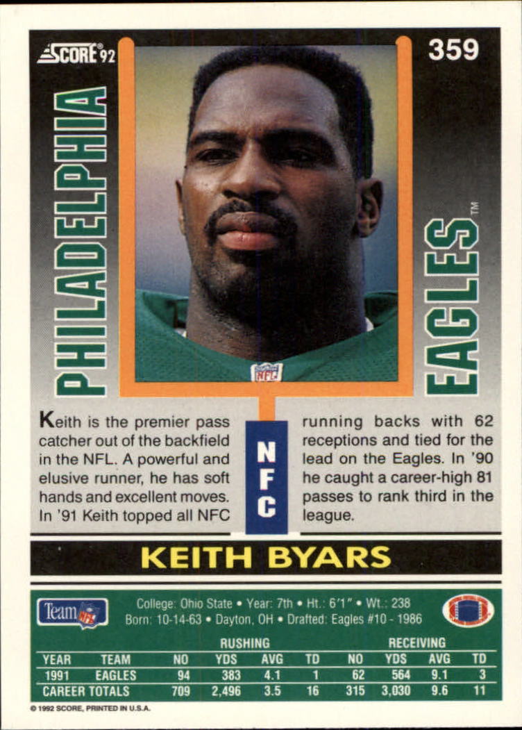 A9250- 1992 Score Football Cards 201-400 +Rookies -You Pick- 15+ FREE US SHIP - Picture 303 of 381