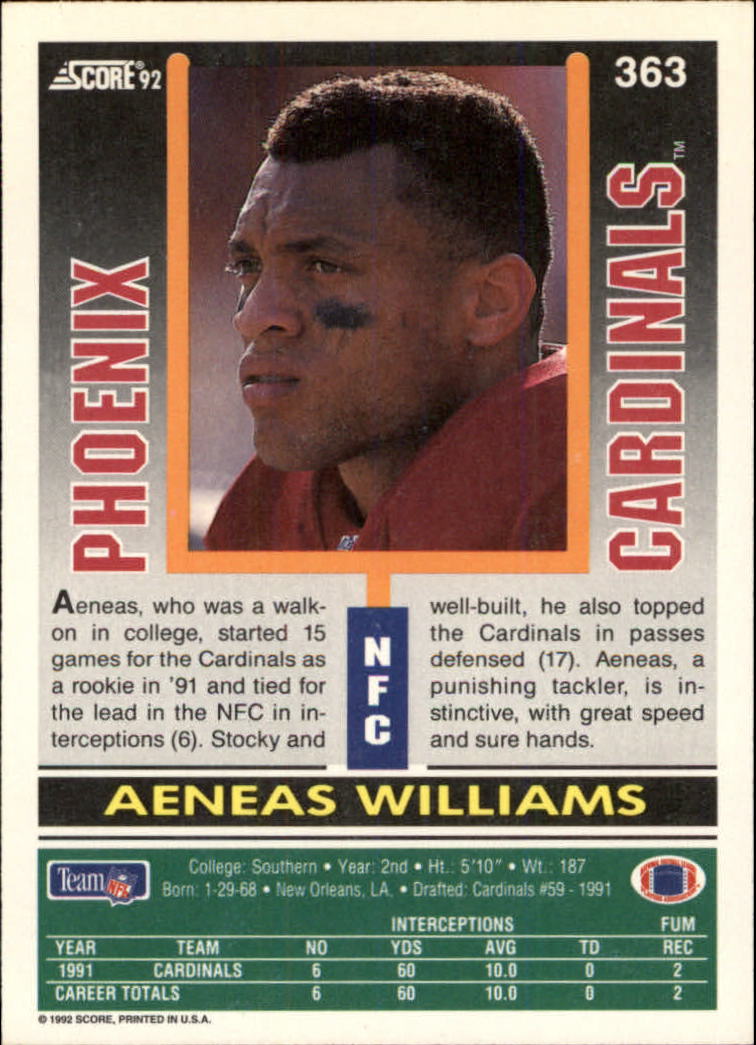 1992 Score #363 Aeneas Williams back image