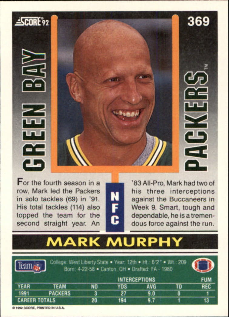 A9250- 1992 Score Football Cards 201-400 +Rookies -You Pick- 15+ FREE US SHIP - Picture 323 of 381