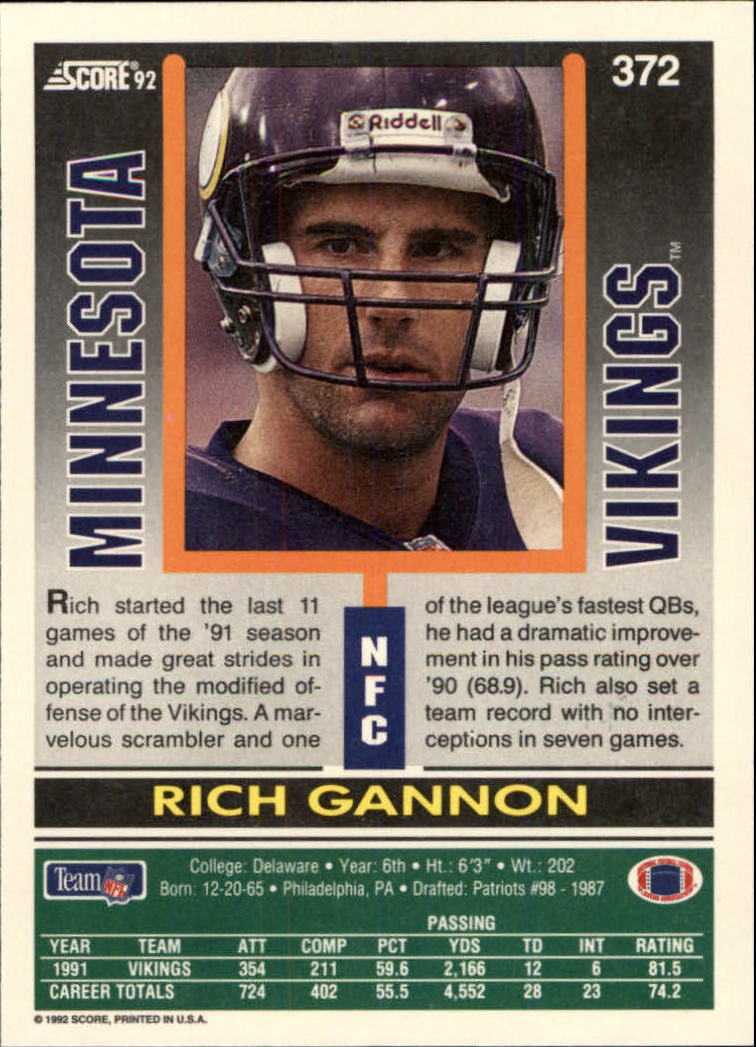 A9250- 1992 Score Football Cards 201-400 +Rookies -You Pick- 15+ FREE US SHIP - Picture 329 of 381