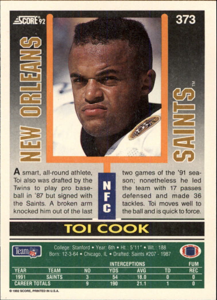 A9250- 1992 Score Football Cards 201-400 +Rookies -You Pick- 15+ FREE US SHIP - Picture 331 of 381