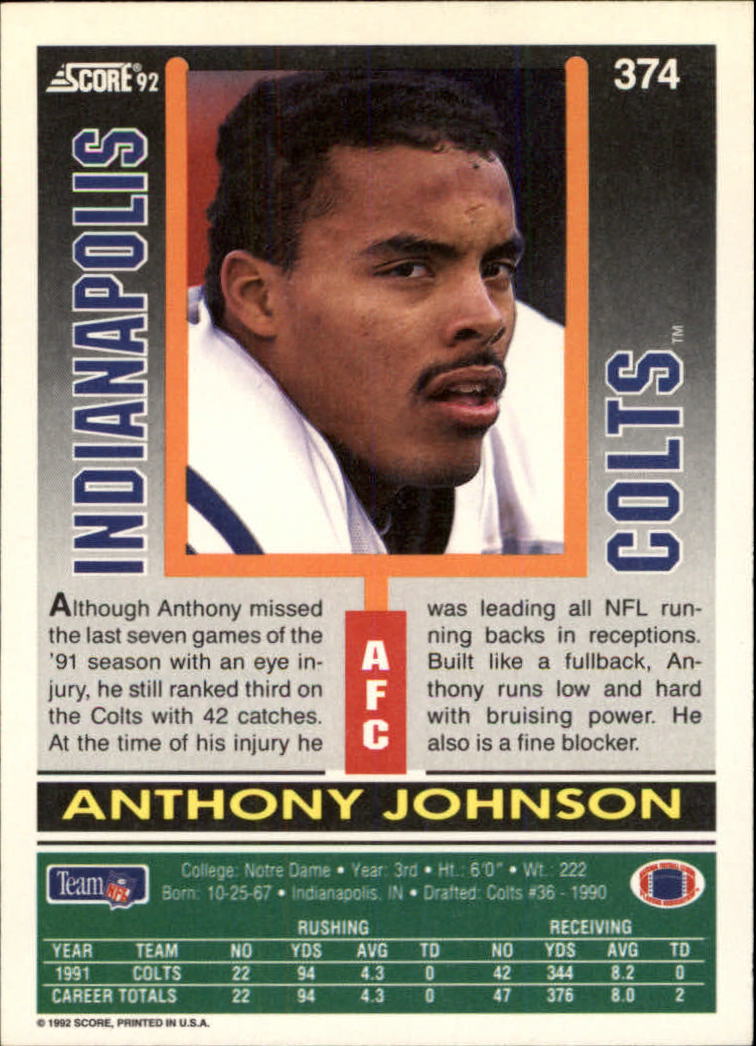 A9250- 1992 Score Football Cards 201-400 +Rookies -You Pick- 15+ FREE US SHIP - Picture 333 of 381