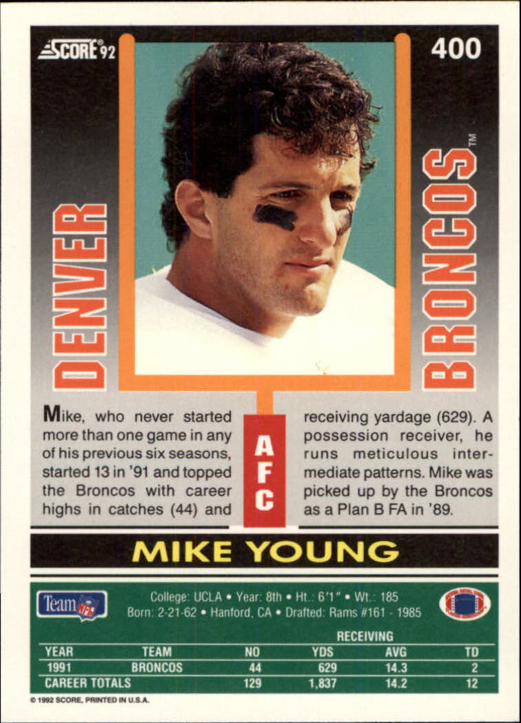 A9250- 1992 Score Football Cards 201-400 +Rookies -You Pick- 15+ FREE US SHIP - Picture 381 of 381