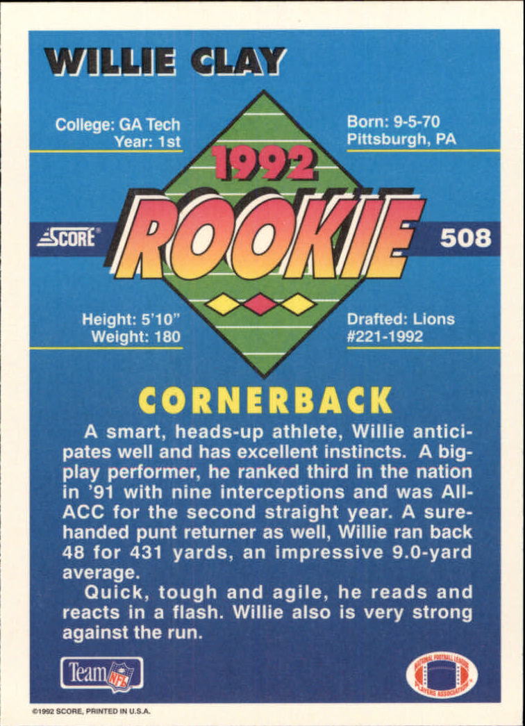 A9250- 1992 Score Football Cards 401-550 +Rookies -You Pick- 15+ FREE US SHIP