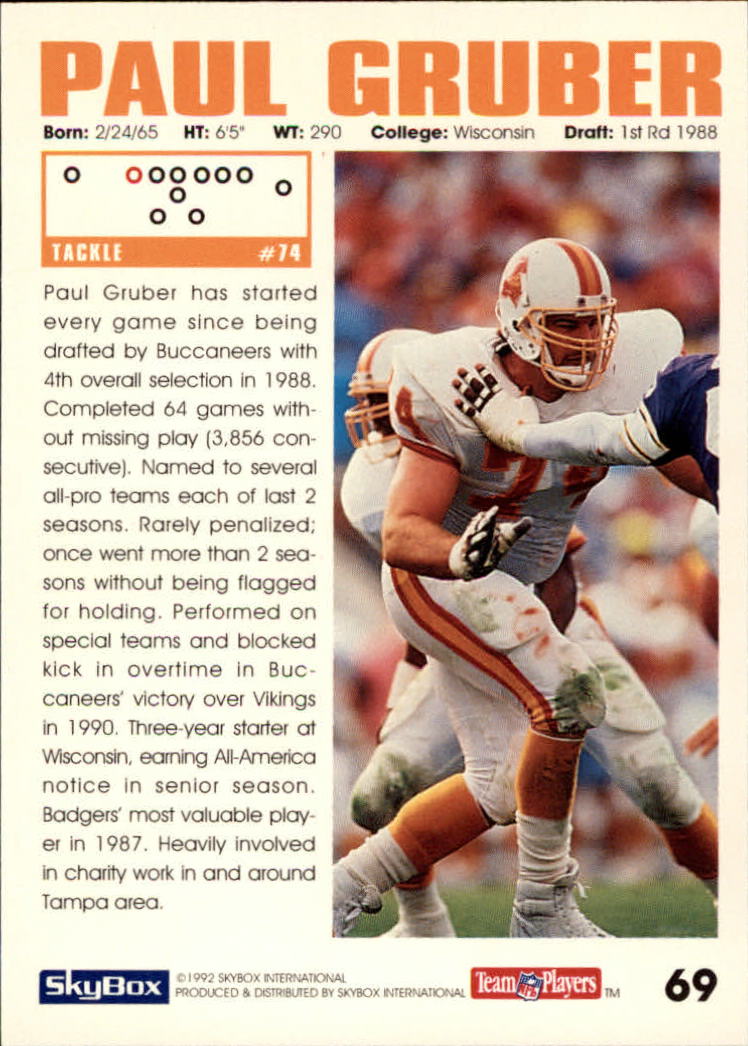 1992 SkyBox Impact #69 Paul Gruber back image