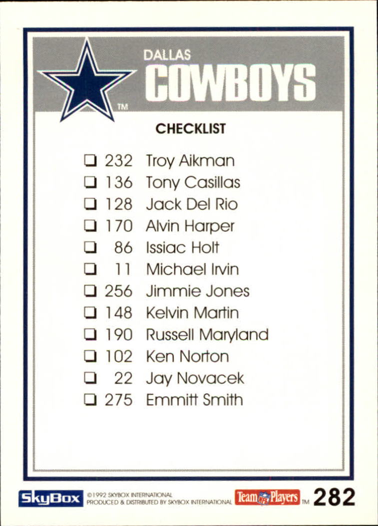 1992 SkyBox Impact #282 Dallas Cowboys CL/Gunned Down/(Michael Irvin) back image