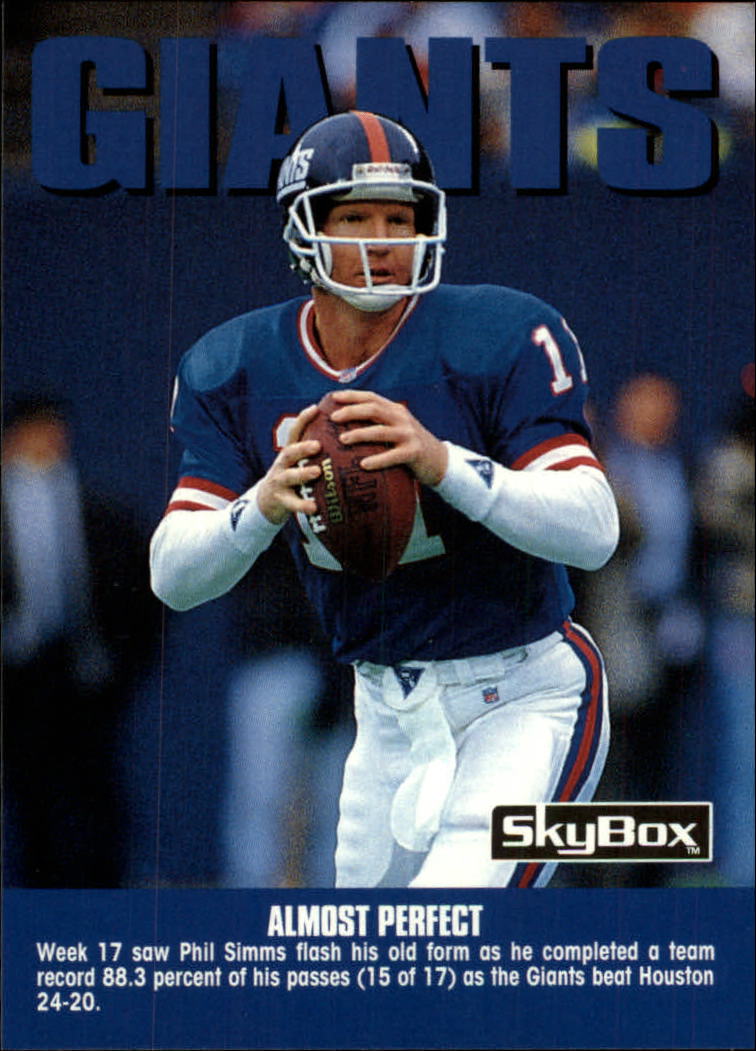 1992 SkyBox Impact #295 New York Giants CL/Almost Perfect/(Phil Simms) -  NM-MT