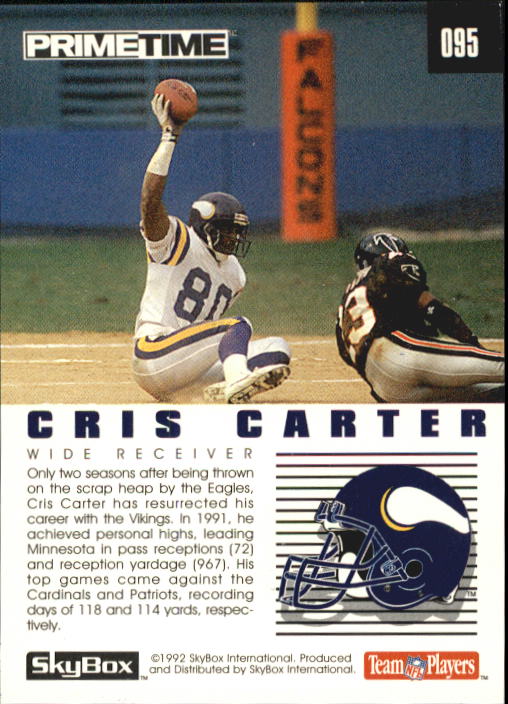1992 SkyBox Prime Time #95 Cris Carter MVP back image