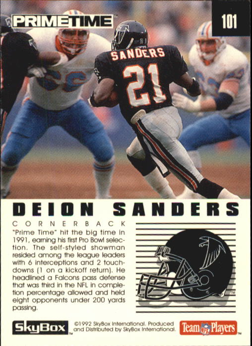 1992 SkyBox Prime Time #101 Deion Sanders MVP back image