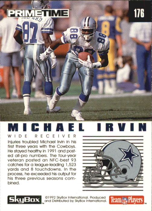 1992 SkyBox Prime Time #176 Michael Irvin MVP back image