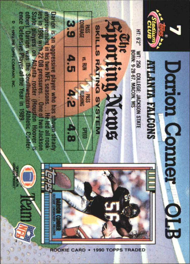 1992 Stadium Club #7 Darion Conner back image