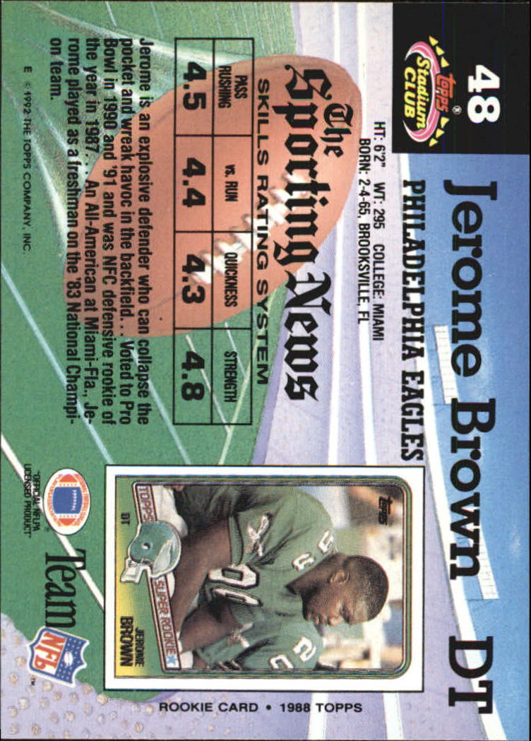 1992 Stadium Club #48 Jerome Brown back image