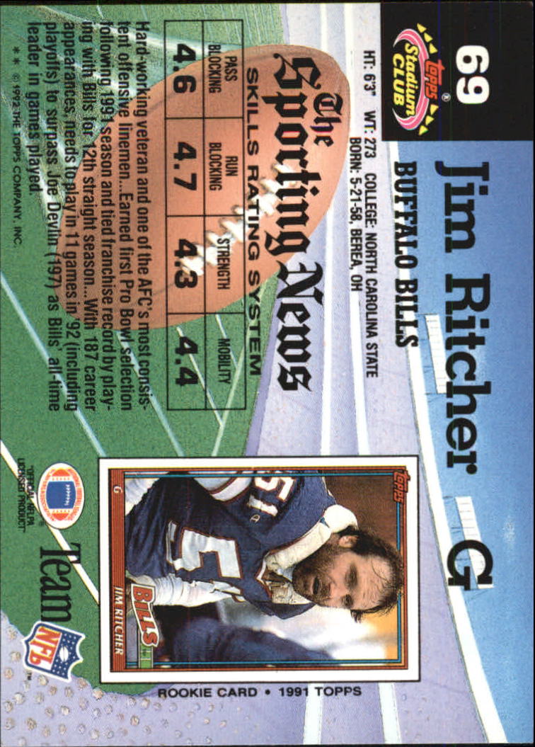 1992 Stadium Club #69 Jim Ritcher back image