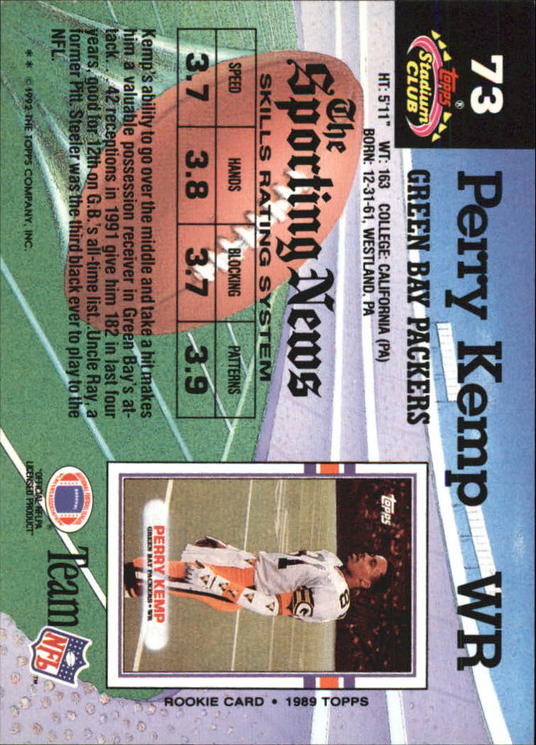 1992 Stadium Club #73 Perry Kemp back image