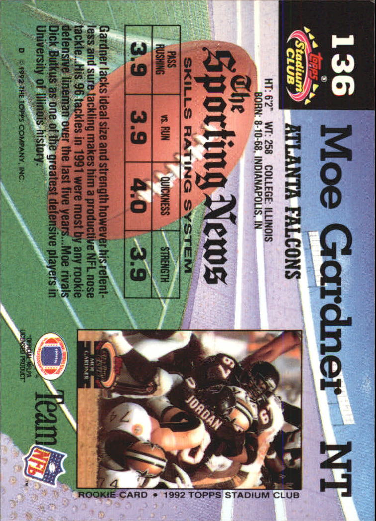 1992 Stadium Club #136 Moe Gardner back image