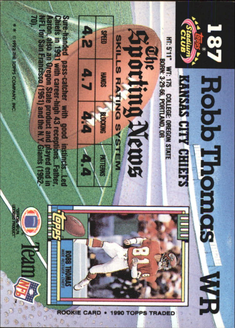 1992 Stadium Club #187 Robb Thomas back image