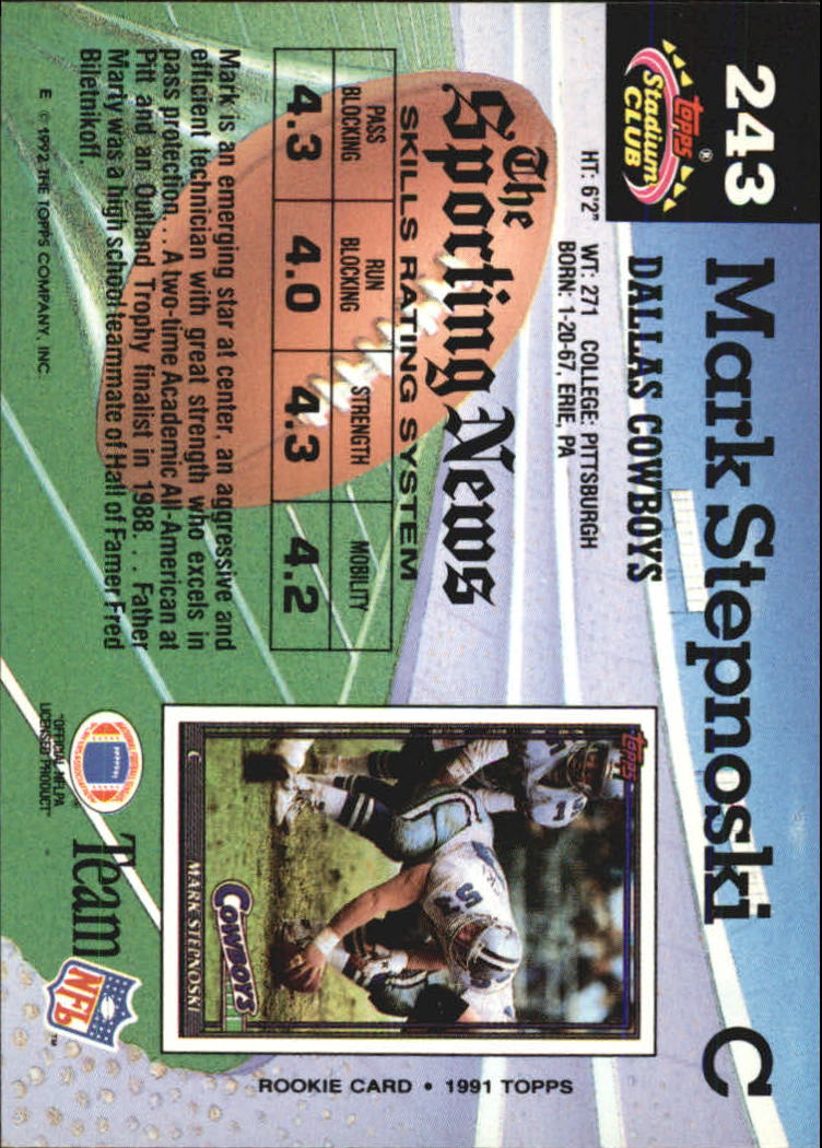 1992 Stadium Club #243 Mark Stepnoski back image