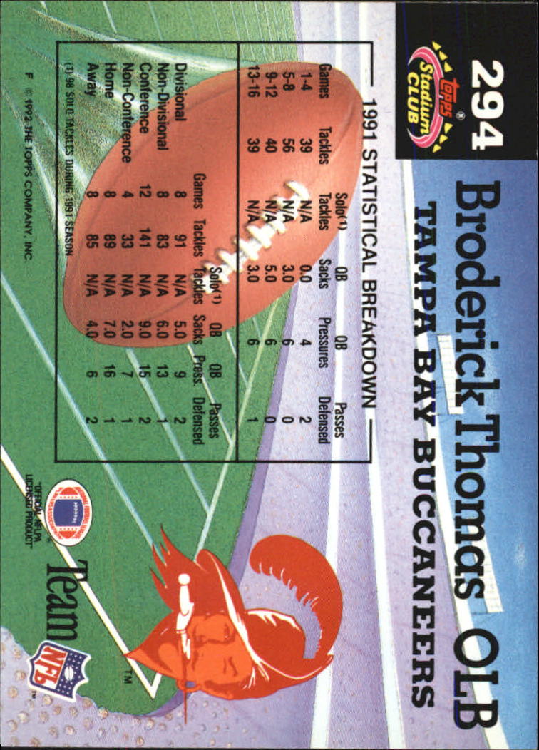 1992 Stadium Club #294 Broderick Thomas MC back image