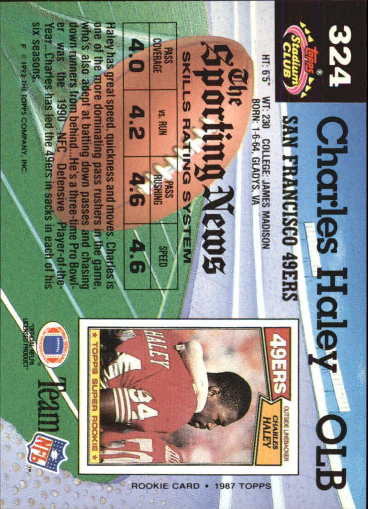 1992 Stadium Club #324 Charles Haley back image