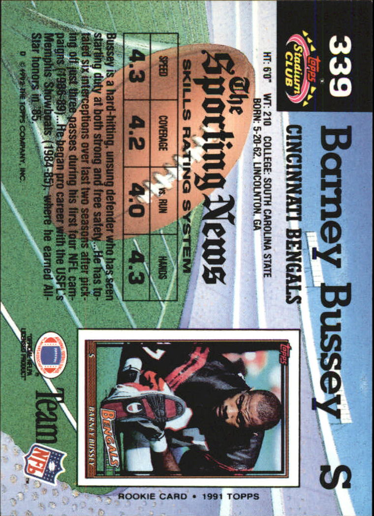 1992 Stadium Club #339 Barney Bussey back image