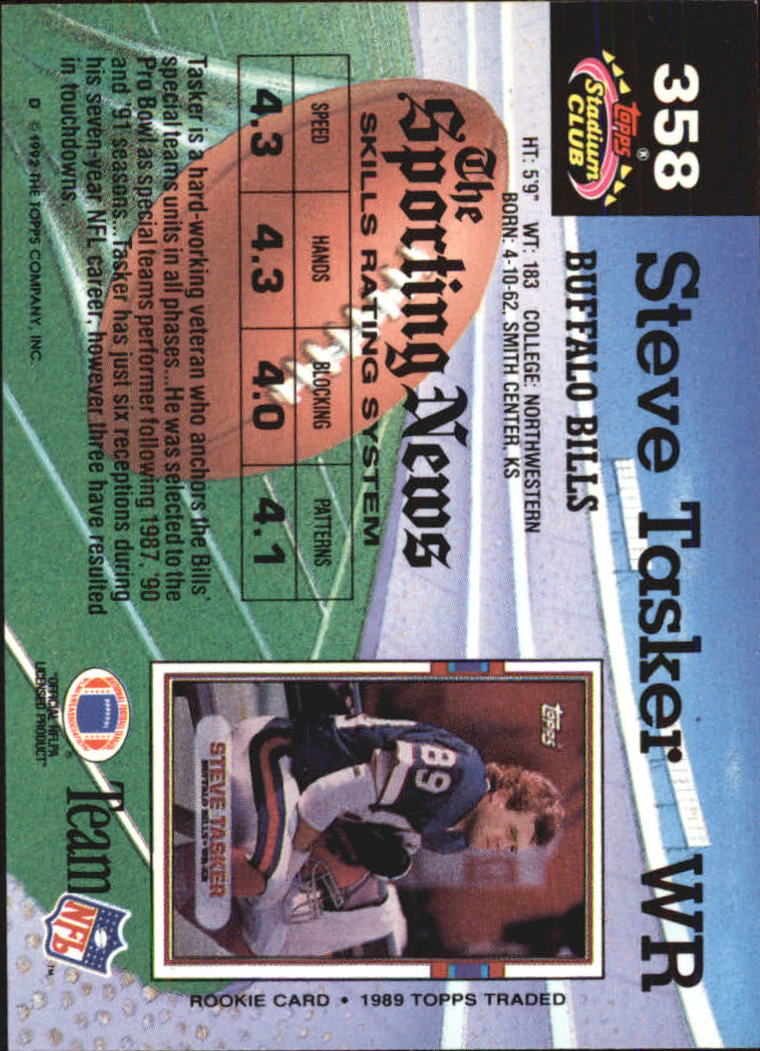 1992 Stadium Club #358 Steve Tasker back image