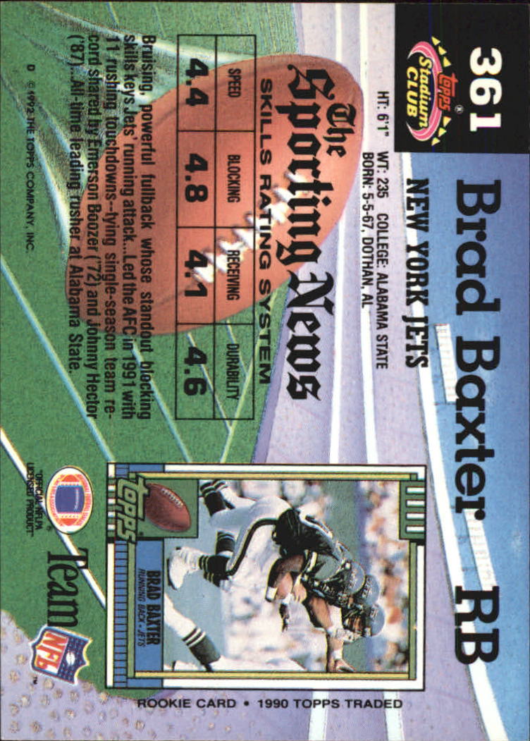 1992 Stadium Club #361 Brad Baxter back image