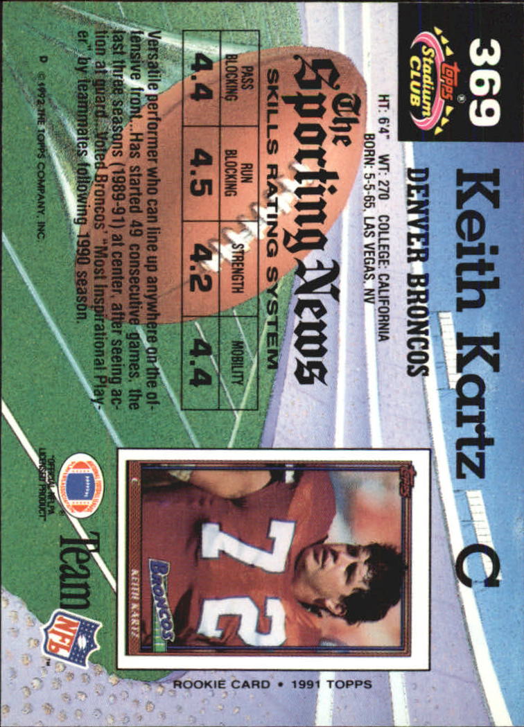 1992 Stadium Club #369 Keith Kartz back image