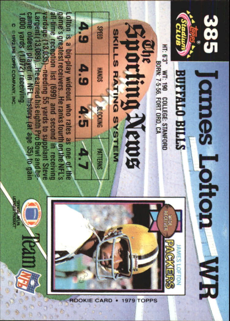 1992 Stadium Club #385 James Lofton back image
