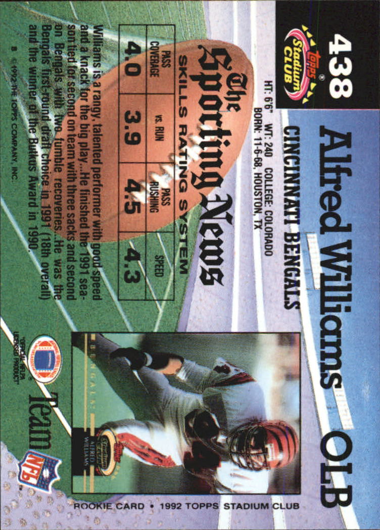 1992 Stadium Club #438 Alfred Williams back image