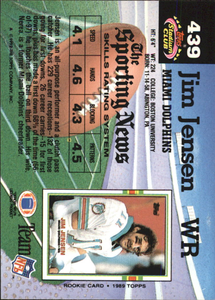 1992 Stadium Club #439 Jim C. Jensen back image