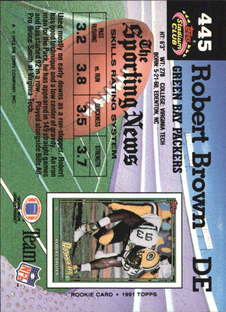 1992 Stadium Club #445 Robert Brown back image