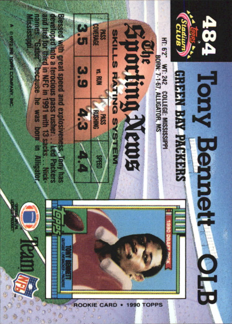 1992 Stadium Club #484 Tony Bennett back image