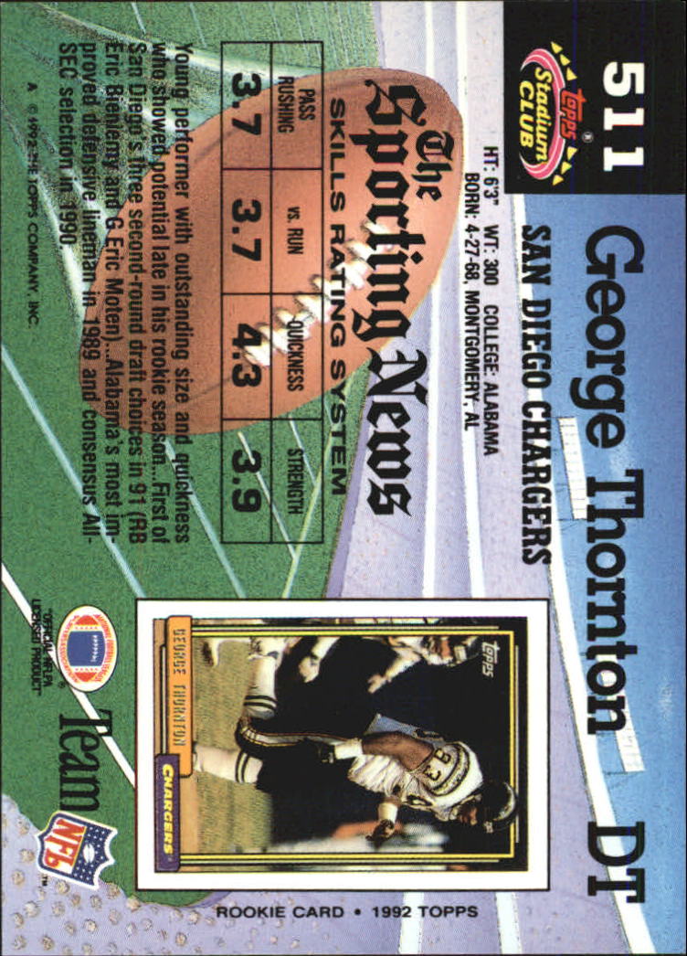 1992 Stadium Club #511 George Thornton back image