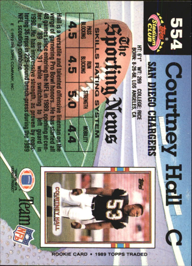 1992 Stadium Club #554 Courtney Hall back image