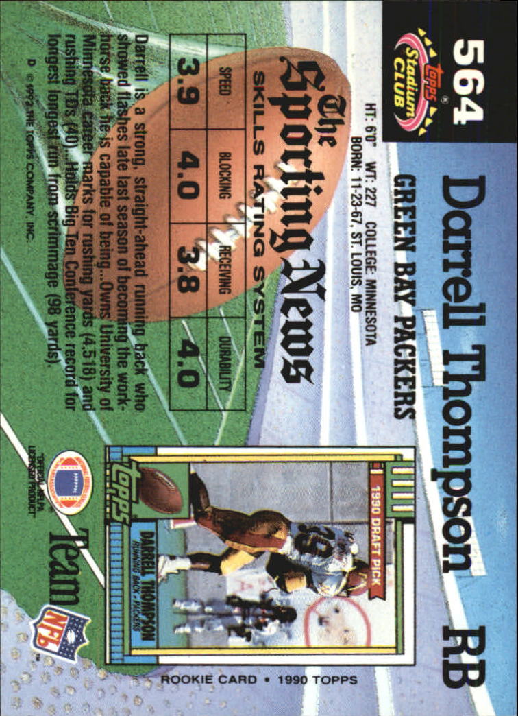 1992 Stadium Club #564 Darrell Thompson back image