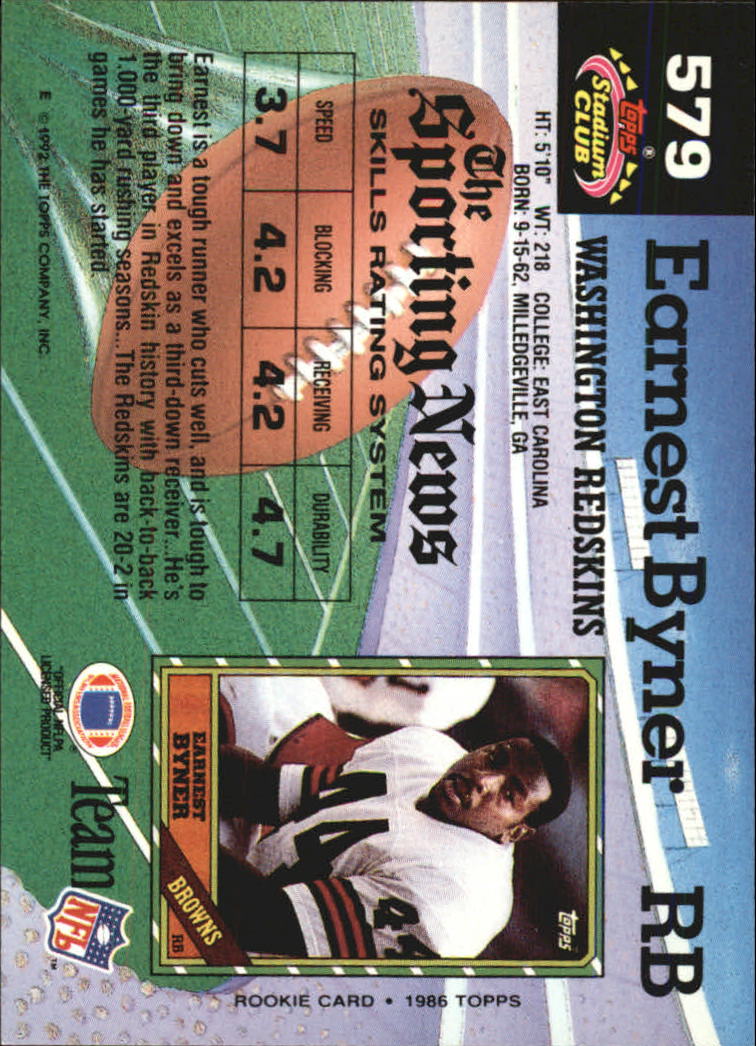 1992 Stadium Club #579 Earnest Byner - NM-MT