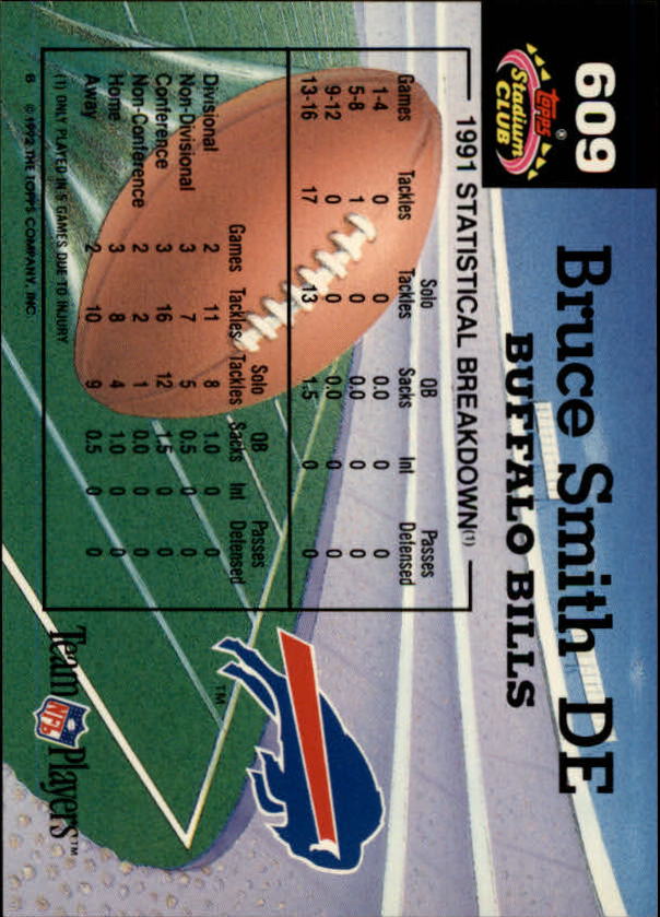 1992 Stadium Club #609 Bruce Smith MC back image