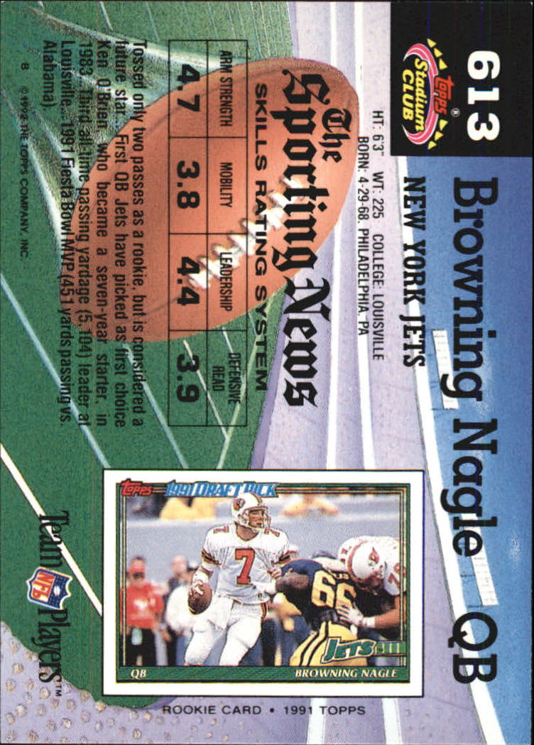 1992 Stadium Club #613 Browning Nagle - NM - THE COLLECTOR'S