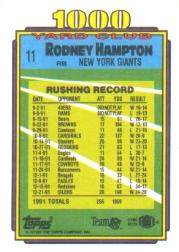 1992 Topps Football 1000 Yard Club Insert Singles - You Choose - Bild 14 von 32