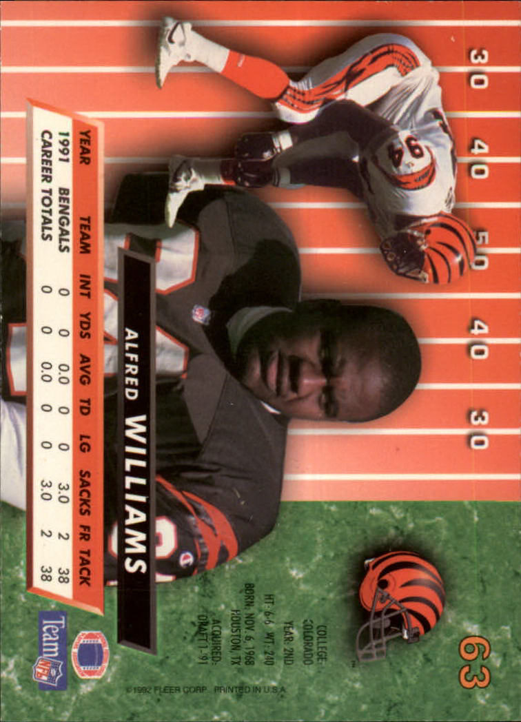 1992 Ultra #63 Alfred Williams back image