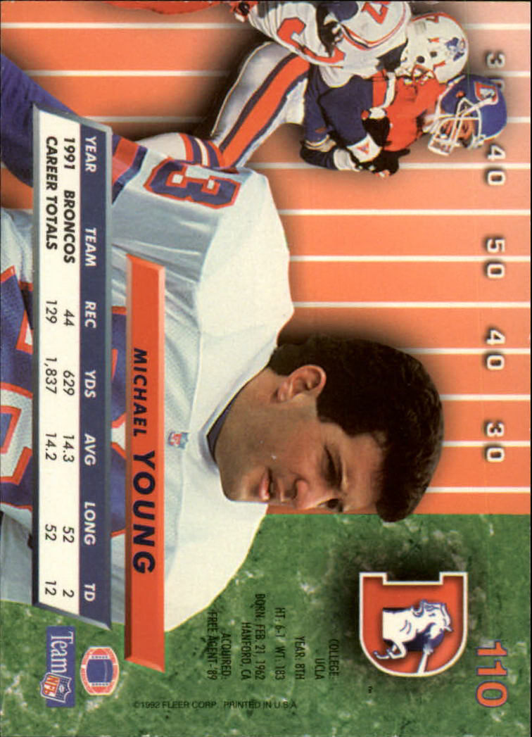 1992 Ultra #110 Michael Young back image